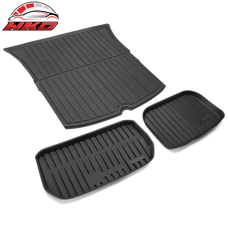 Fits 20-25 Tesla Model Y Trunk Mats Cargo Liner + Rear Seat Covers Injection TPE