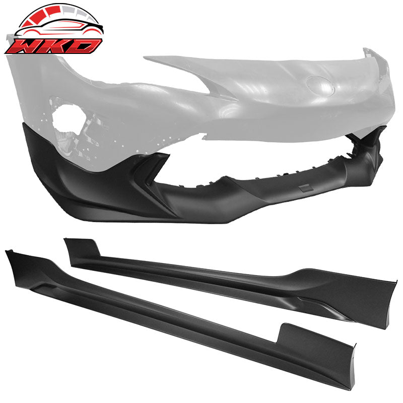 Fits 17-20 Toyota 86 Front Bumper Lip + Side Skirts Pair - PP