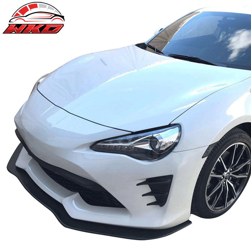 Fits 13-20 Toyota 86 Coated Textured Matte Black Front Bumper Lip & Splitter Rod
