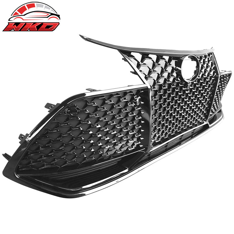 Fits 19-20 Toyota Avalon Honeycomb Mesh Grille Upper Lower Gloss Black - ABS