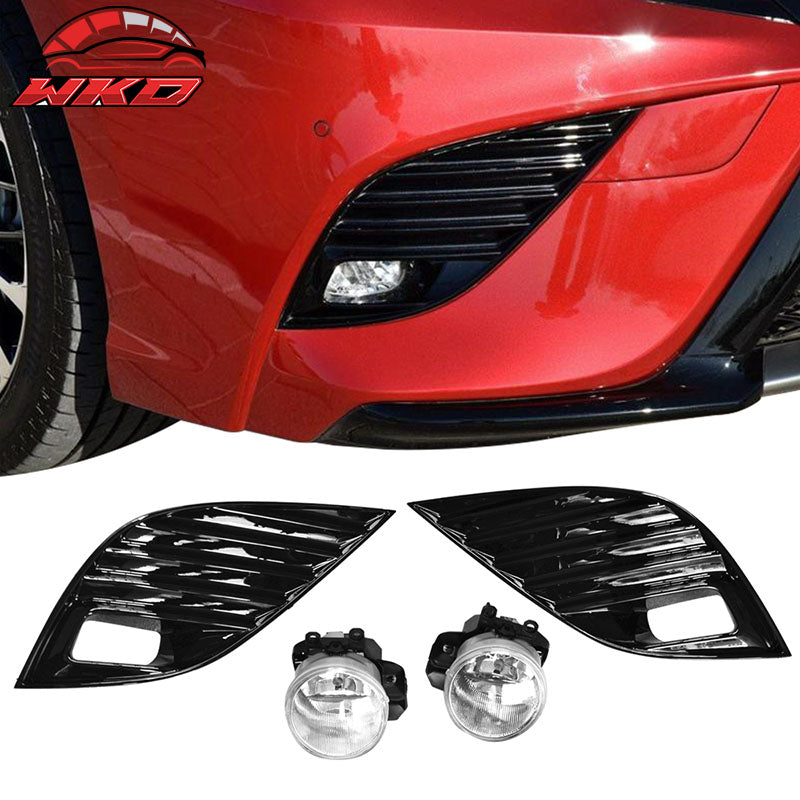 Fits 18-20 Toyota Camry SE XSE Black OE Style Front Lower Foglights Pair
