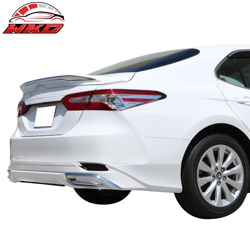 Fits 18-24 Toyota Camry LE MD Style Rear Bumper Lip Diffuser With Chrome Trim