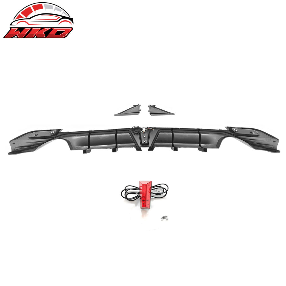 Fits 18-24 Toyota Camry LE XLE Rear Diffuser Lip W/LED Light Lamp - Gloss Black