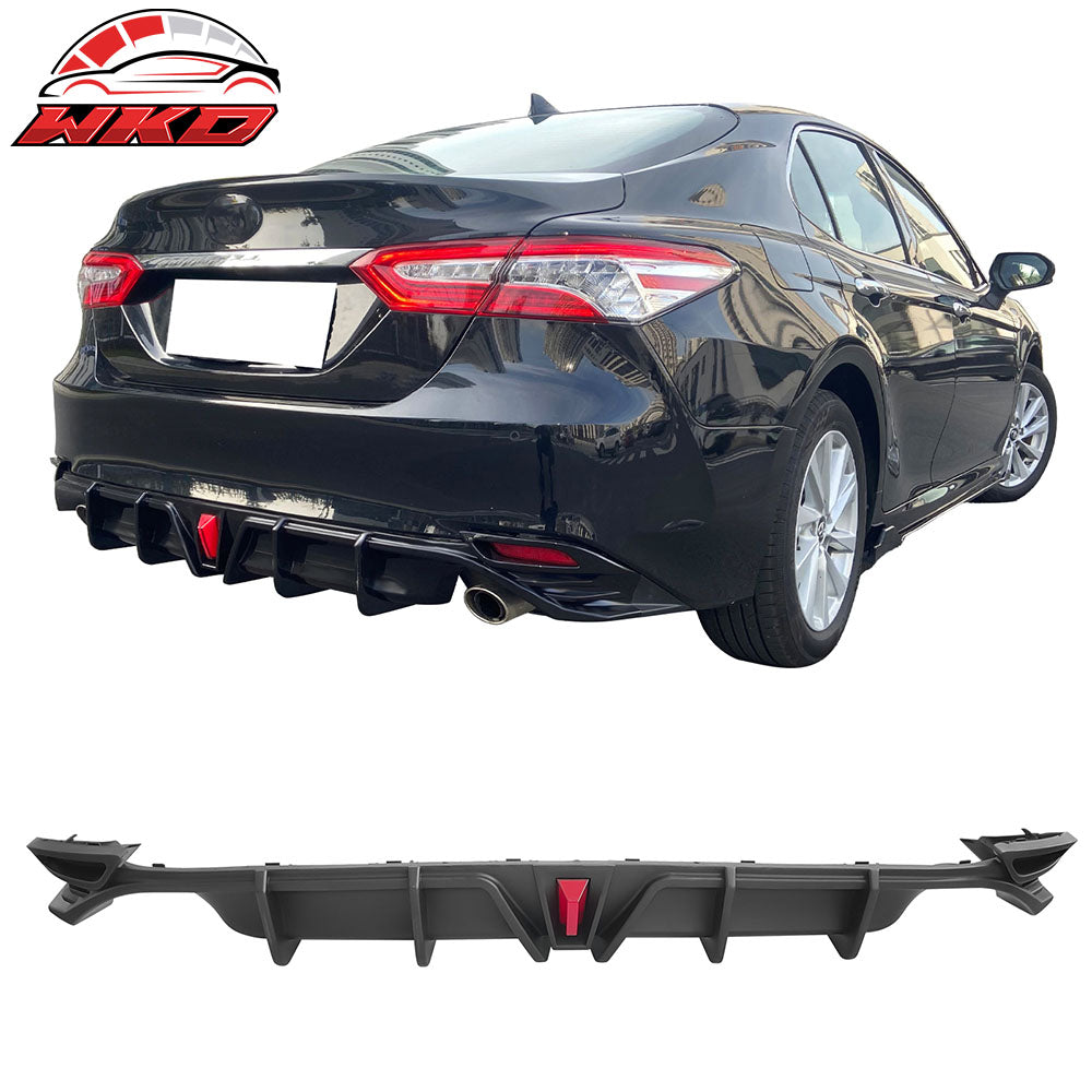 Fits 18-24 Toyota Camry LE XLE Rear Diffuser Lip W/LED Light Lamp - Matte Black