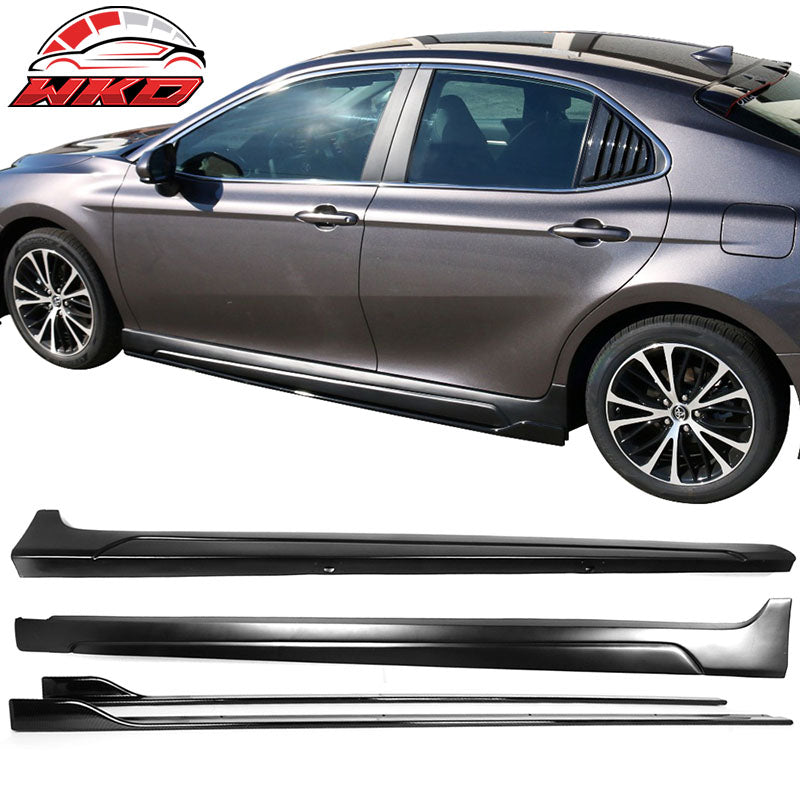 Fits 18-24 Toyota Camry Matte Black Side Skirt & Carbon Fiber Print Rocker Panel