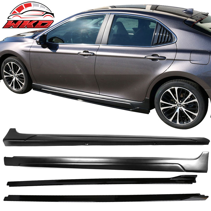 Fits 18-24 Camry IKON Style Side Skirt & Gloss Black Rocker Panel