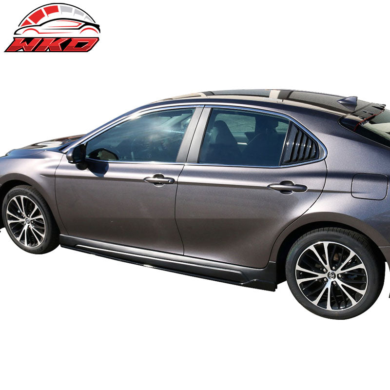 Fits 18-24 Camry IKON Style Side Skirt & Gloss Black Rocker Panel