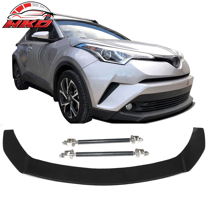 Fits 18-19 Toyota C-HR Front Bumper Lip Adjustable Rods PP Splitter