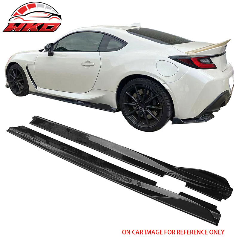 Fits 22-26 Toyota GR86/Subaru BRZ IKON V2 Style Side Skirts Gloss Black ABS