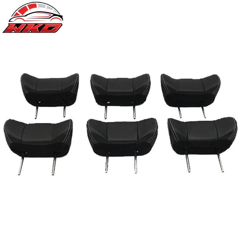 Fits 2011-2017 Toyota Sienna Black Faux Leather Front + Middle + Rear Headrests