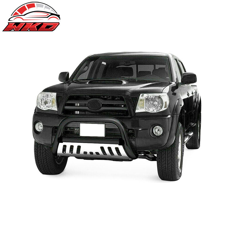 Fits 05-15 Toyota Tacoma Black &Silver Bull Bar Brush Push Bumper Grille