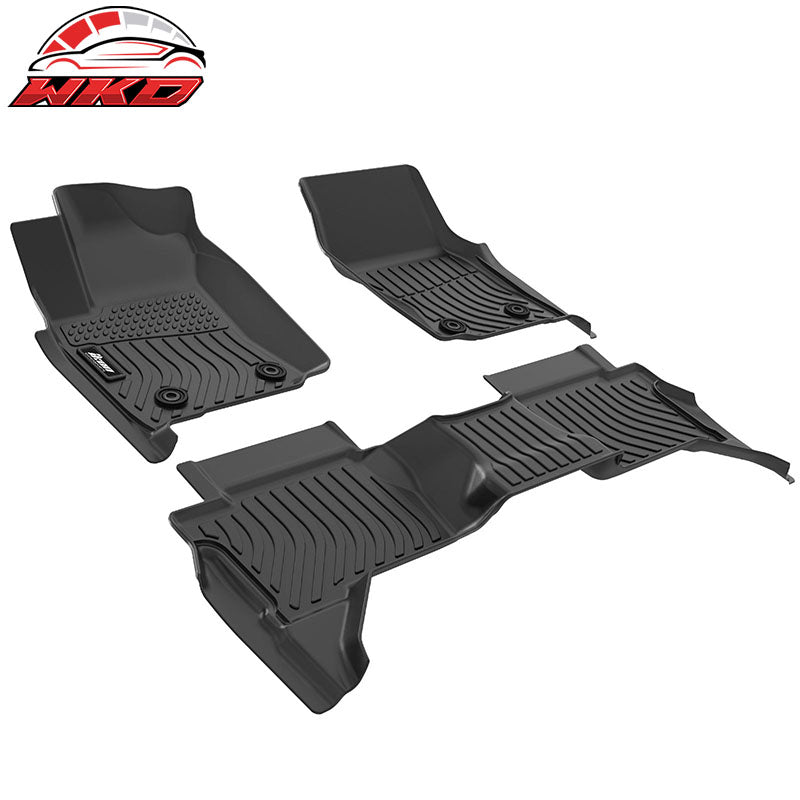 Fits 24-26 Toyota Tacoma Double Cab 3PC All Weather Floor Mats 3D Molded Carpets