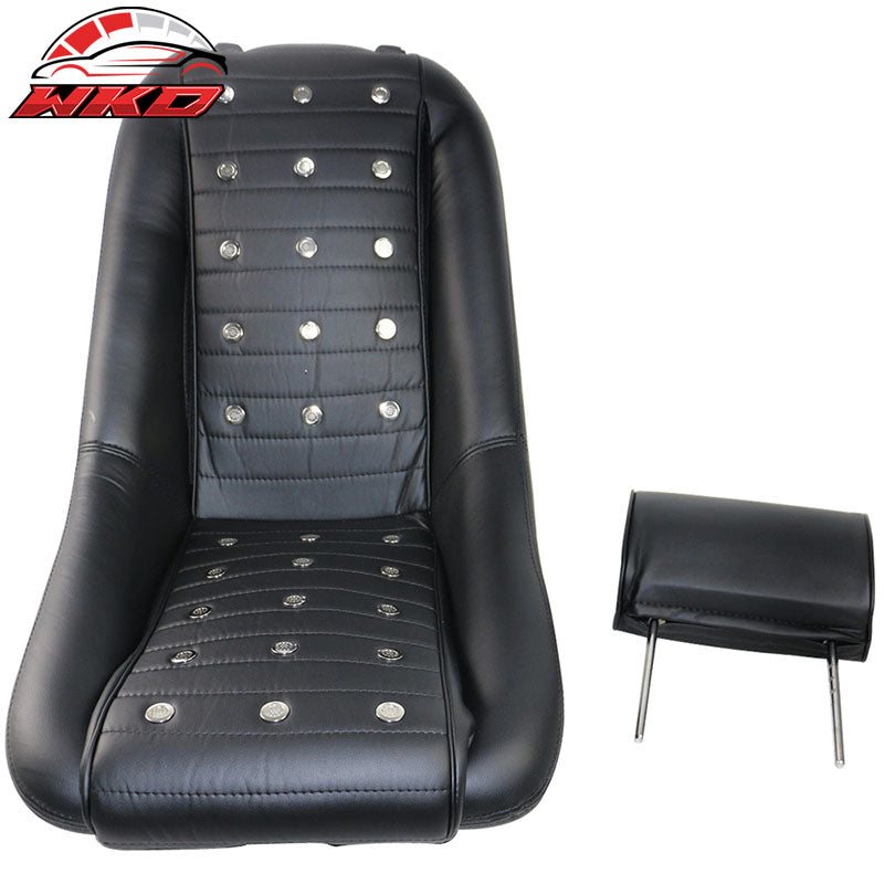 Mid-Sized Classic Bucket Seat w/ Sliders in Black Faux Leather PU