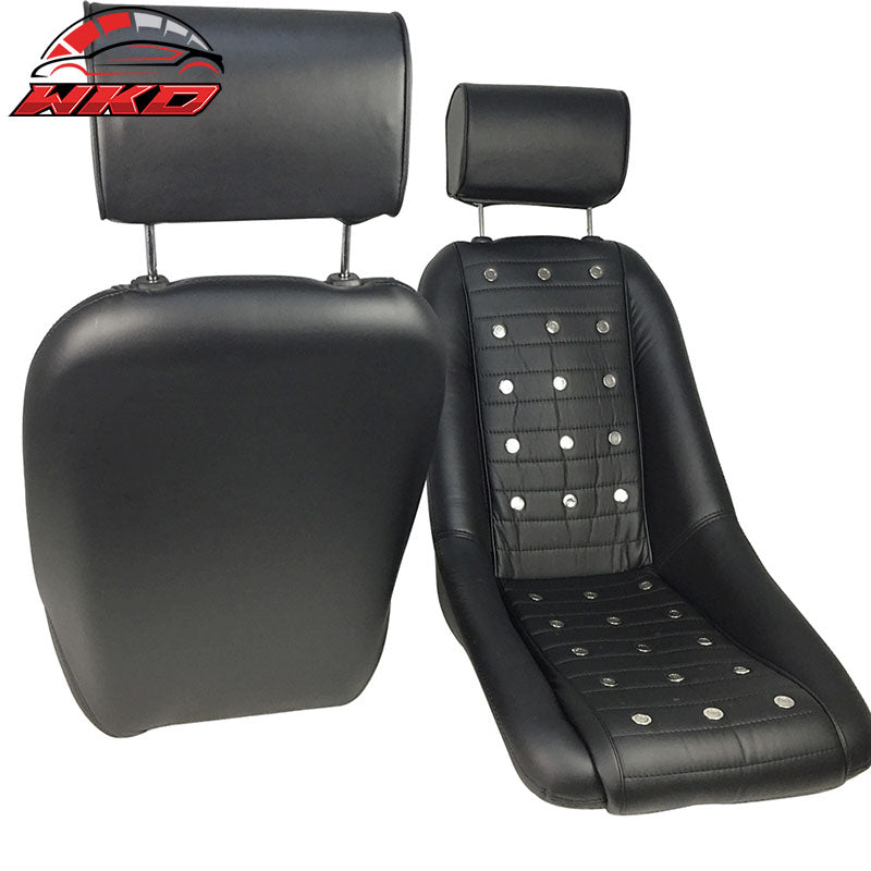 Mid-Sized Classic Bucket Seat w/ Sliders in Black Faux Leather PU