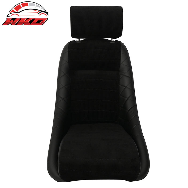 Classic Bucket Single Seat With Sliders Suede Black Faux Leather PU