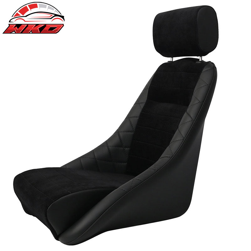 Classic Bucket Single Seat With Sliders Suede Black Faux Leather PU