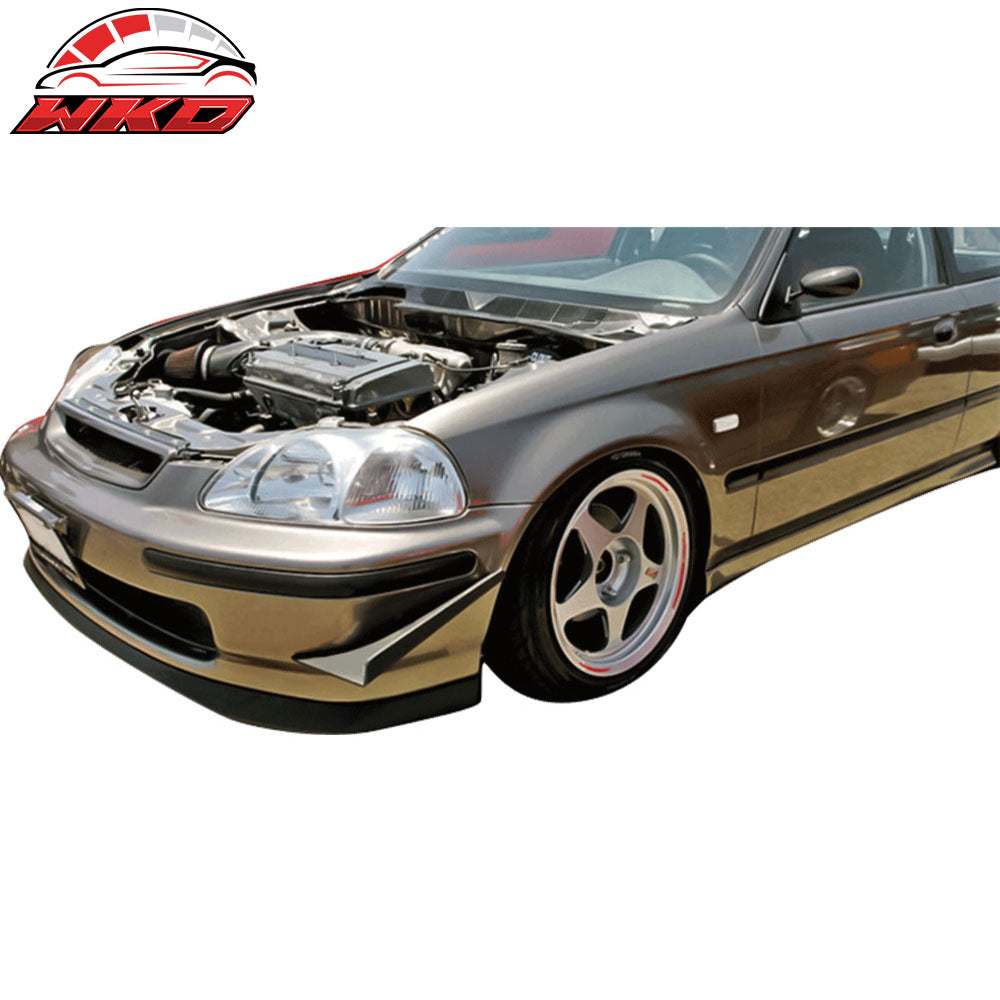 16"x 6.5"x13" Ikon Style Universal Front Bumper Canards Guard Unpainted Aluminum