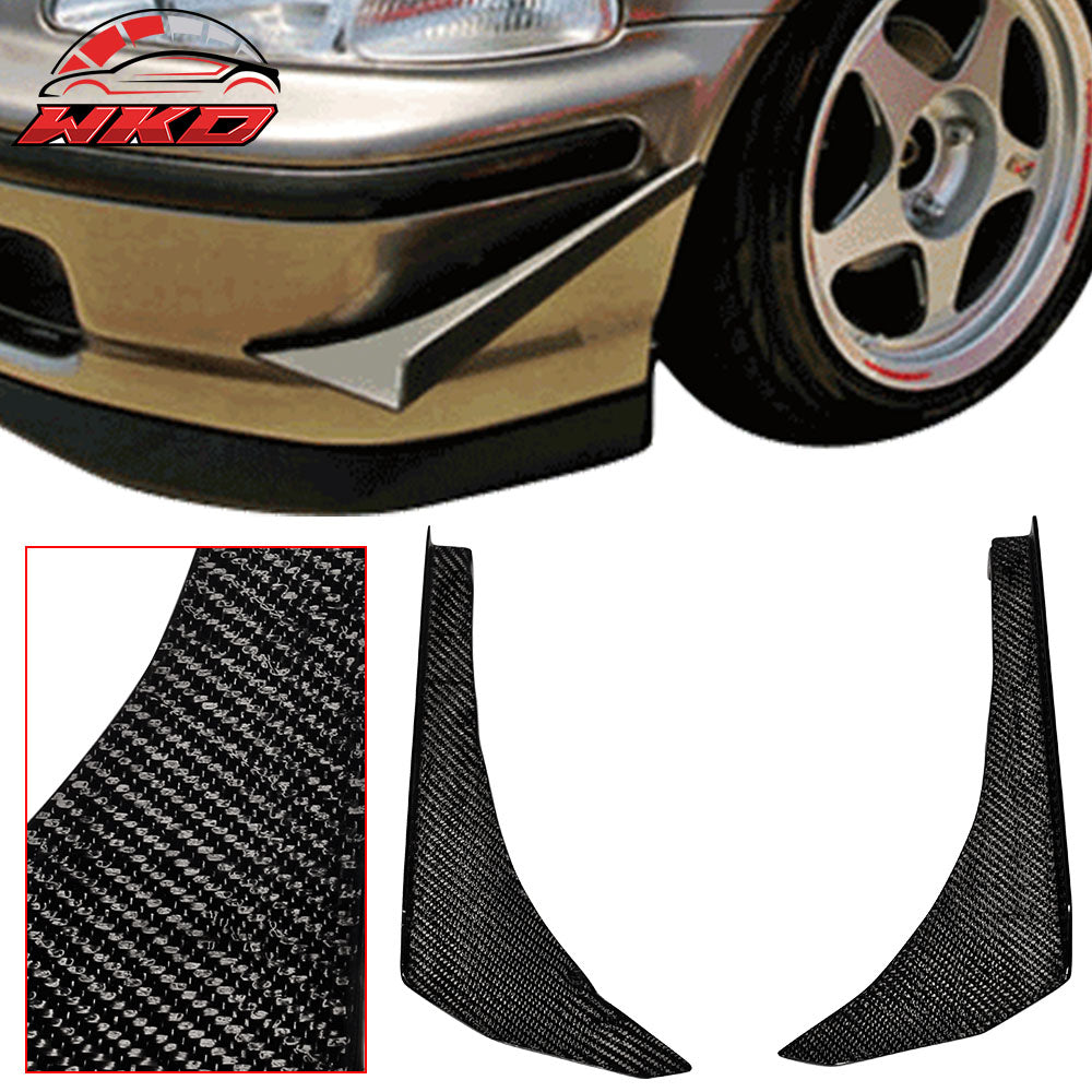 Universal Front Canards Front Bumper Lip Splitter Spats - Carbon Fiber (CF)
