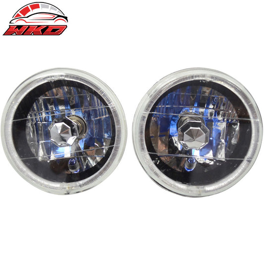 Wholesale 7 Inch Round H4 Headlight Lamp With Halo Halogen Bulb Clear Lens Blue City Light