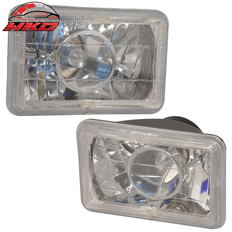Wholesale Universal 4"x6" Sealed Beam Projector DRL Headlight Driving Headlamp H4 Bulb 2PC