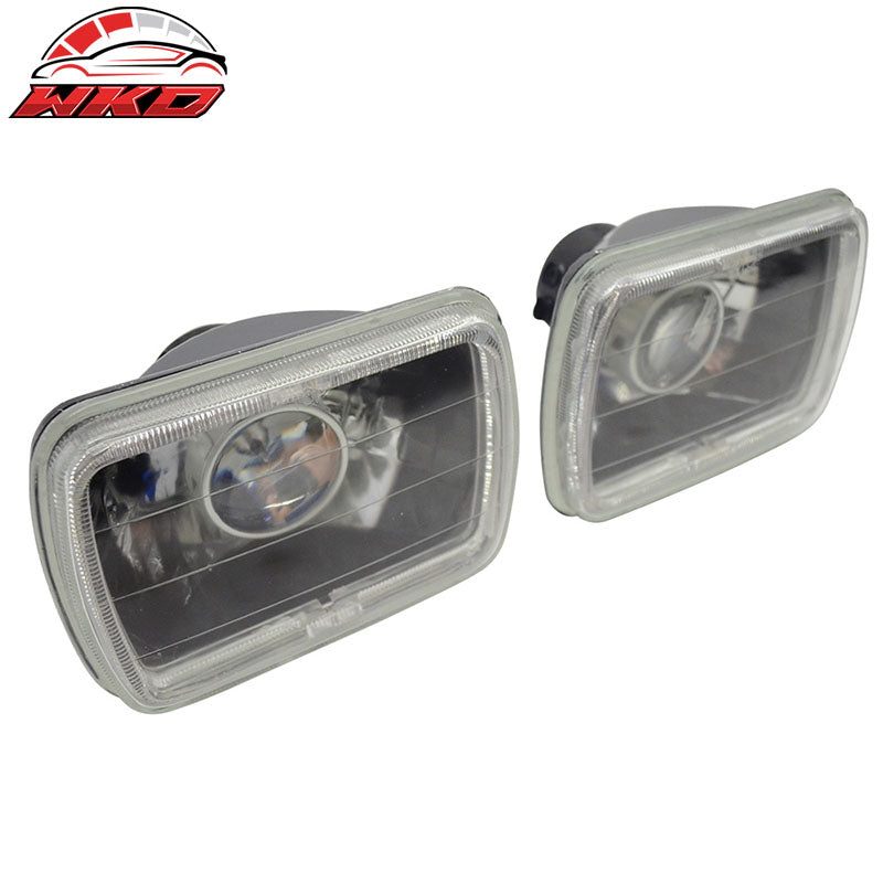 Universal 7x6 Square Projector White Halo Front Headlight Driving Lamp H4 Bulb