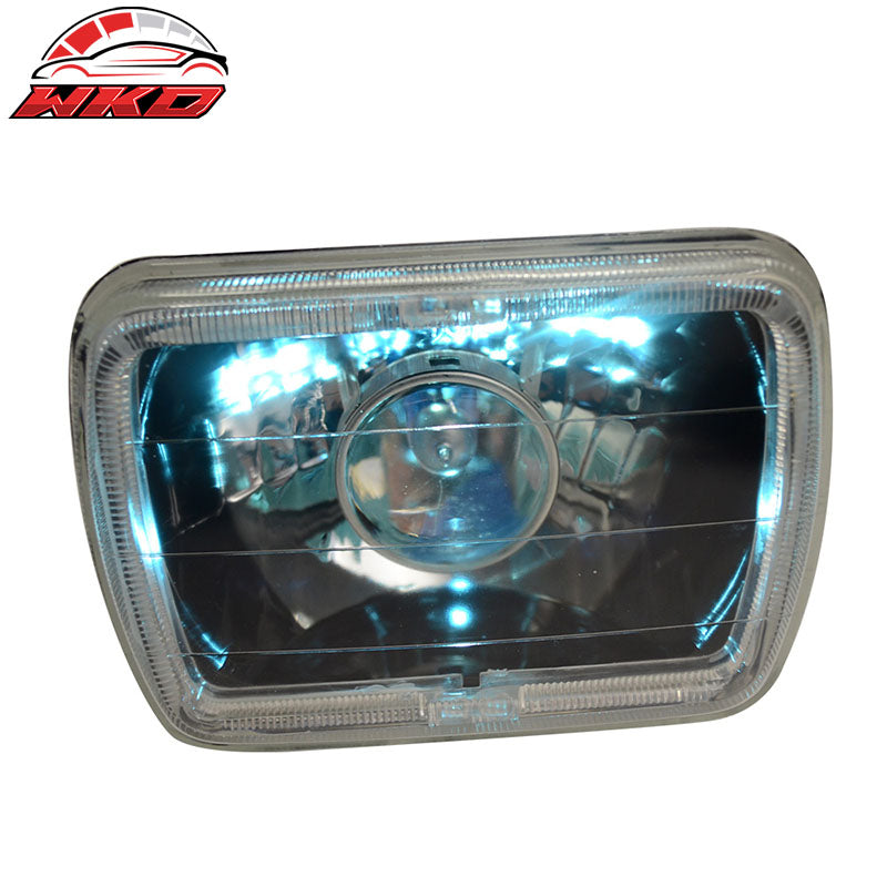 Universal 7x6 Square Projector White Halo Front Headlight Driving Lamp H4 Bulb