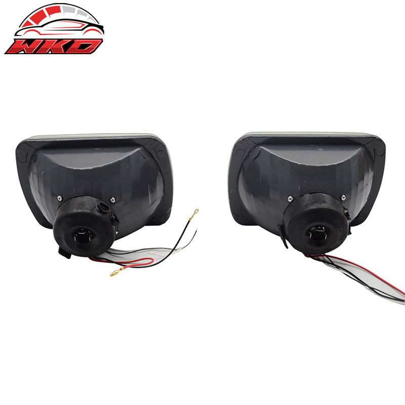 Universal 7x6 Square Projector White Halo Front Headlight Driving Lamp H4 Bulb