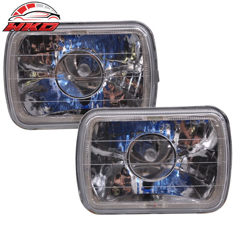 7X6 H4 White Halo Projector Headlight H6014 H6052 H6054 Clear Housing