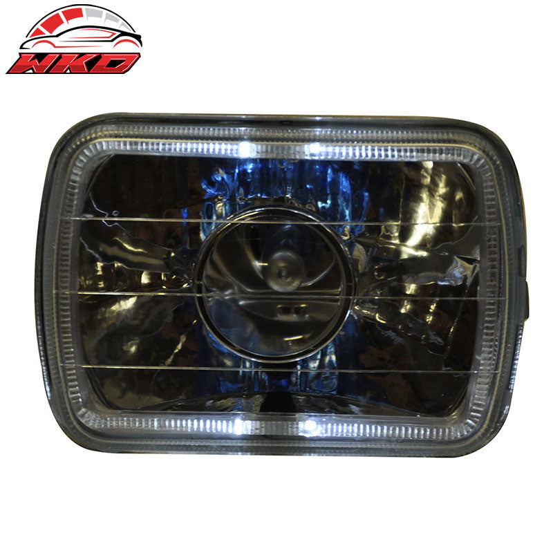 7X6 H4 White Halo Projector Headlight H6014 H6052 H6054 Clear Housing