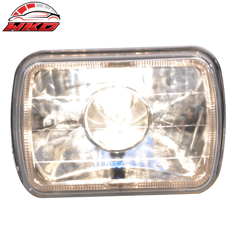 7X6 H4 White Halo Projector Headlight H6014 H6052 H6054 Clear Housing