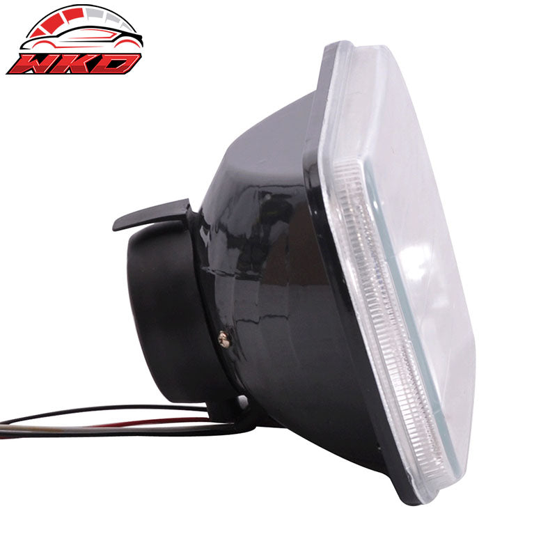 7X6 H4 White Halo Projector Headlight H6014 H6052 H6054 Clear Housing