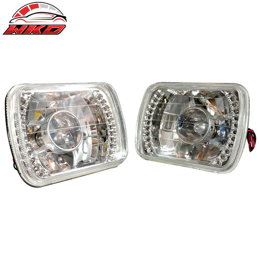 Wholesale 7" X 6" H4 Bulbs Crystal Clear LED Projector Headlights Headlamps Pair - Wikond Auto