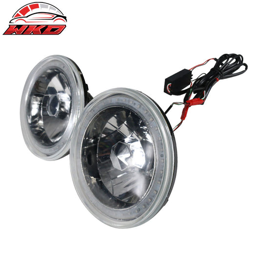 Wholesale Universal 2PCS 7 Inch Round Chrome W/RGB Halo Projector Headlights Head Lamps H4 - Wikond Auto