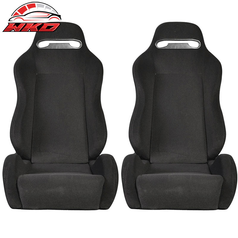Wholesale Universal Rco Style Cloth All Black Racing Seats(Pair)