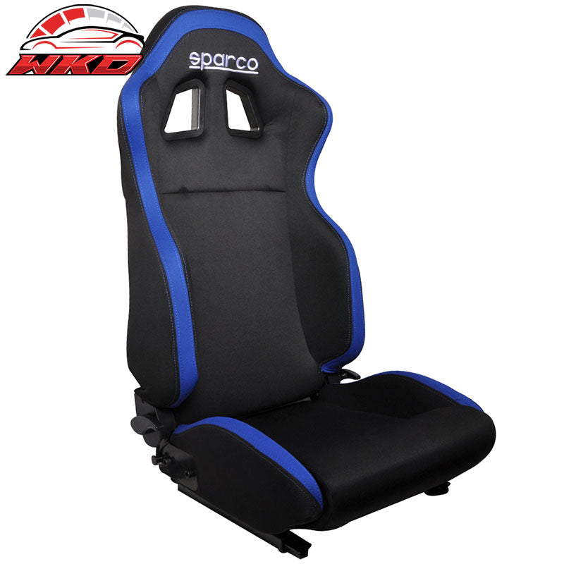 Wholesale Universal Black Cloth Full Reclinable Racing Seats One Pair + Adjustable Slider