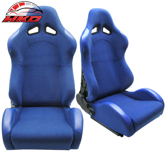 Wholesale Pair Hardback Blue Black Racing Seat Seats Cloth Reclinable