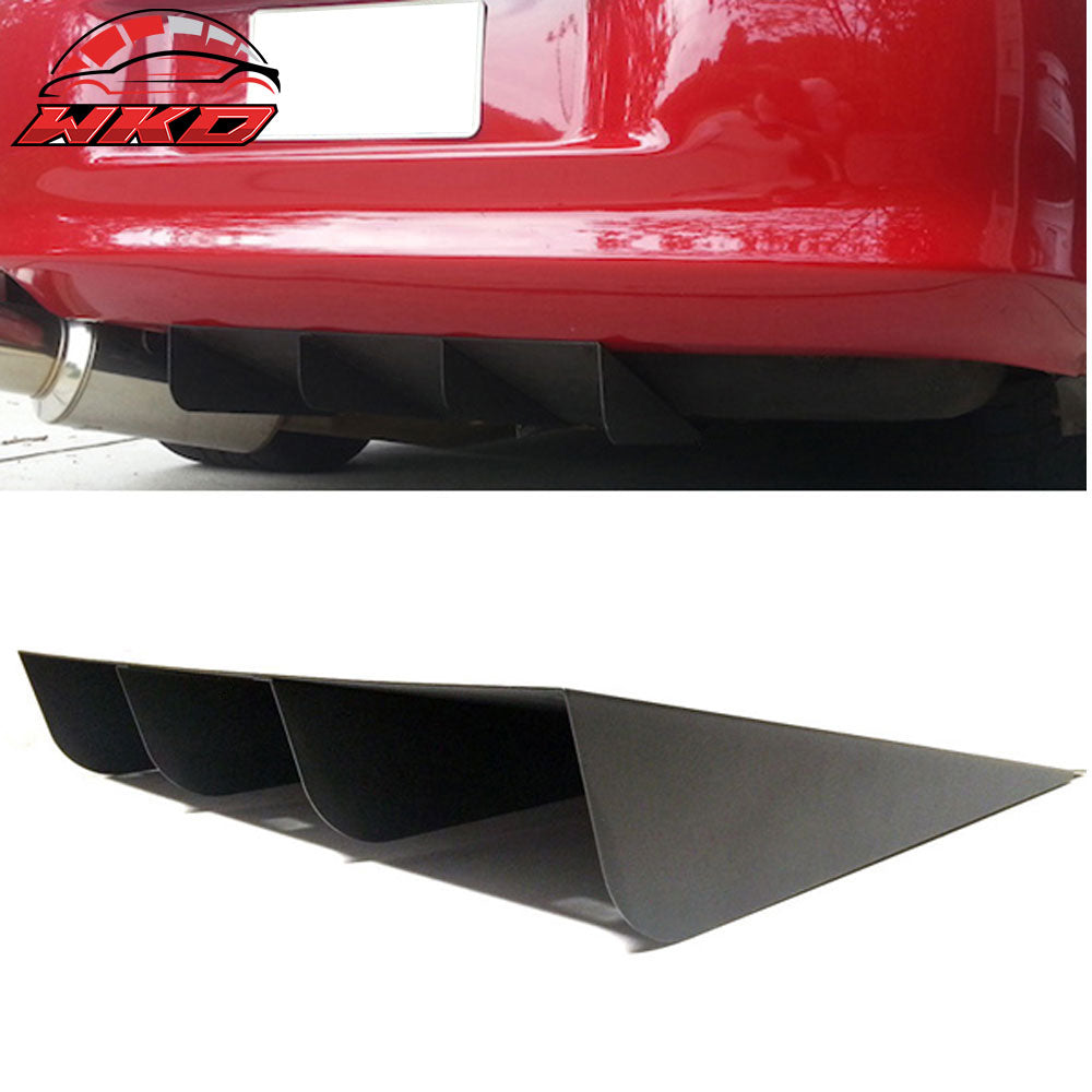 22"x21" Universal Rear Bumper Diffuser Canards 4 Shark Fins Matte Black Aluminum