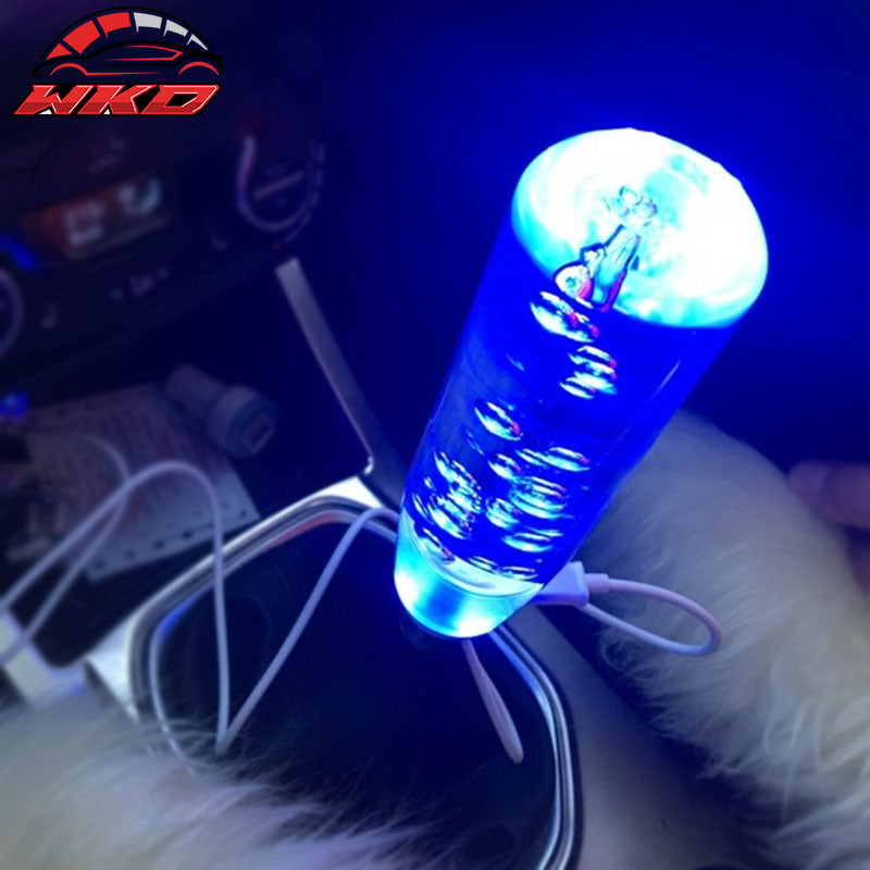 LED RGB Shift Knob 15mm Transparent Bubble Manual Shifter W/ Thread Adapters