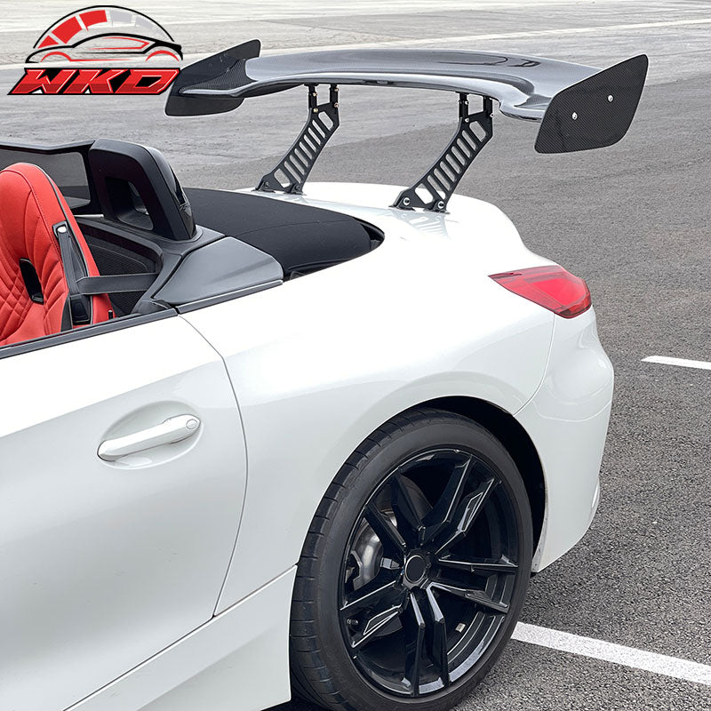 Universal 57" JDM Racing GT RS Carbon Fiber Trunk Spoiler V2 Side Plates V3 Legs
