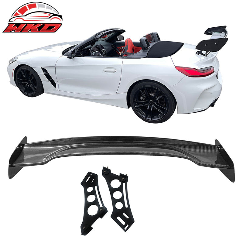 Universal 57" JDM Racing GT RS Carbon Fiber Trunk Spoiler V2 Side Plates V5 Legs