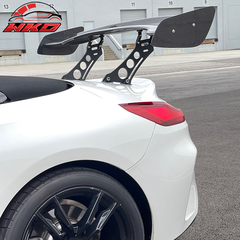 Universal 57" JDM Racing GT RS Carbon Fiber Trunk Spoiler V2 Side Plates V5 Legs