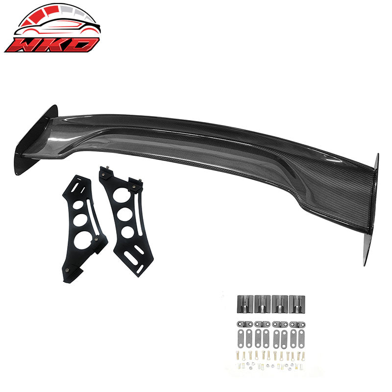 Universal 57" JDM Racing GT RS Carbon Fiber Trunk Spoiler V2 Side Plates V5 Legs