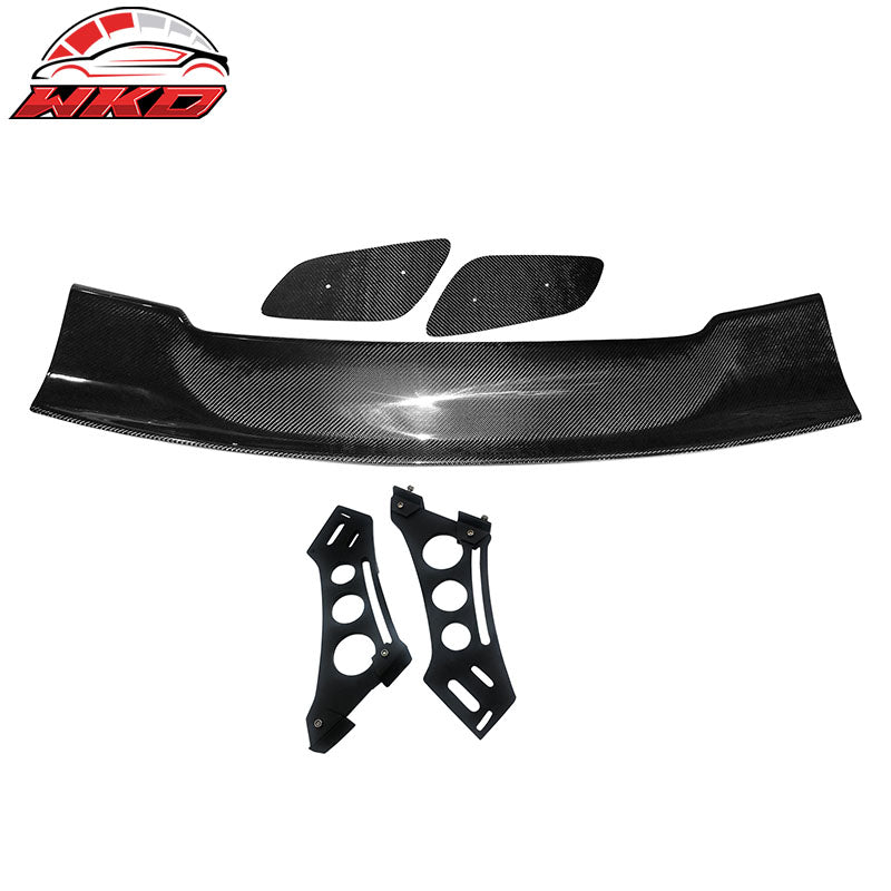 Universal 57" JDM Racing GT RS Carbon Fiber Trunk Spoiler V2 Side Plates V5 Legs