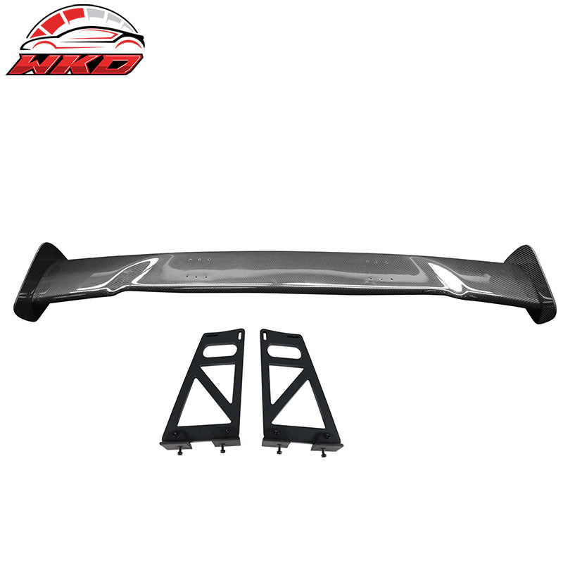 Universal 57" JDM Racing GT RS Carbon Fiber Trunk Spoiler V2 Side Plates V6 Legs