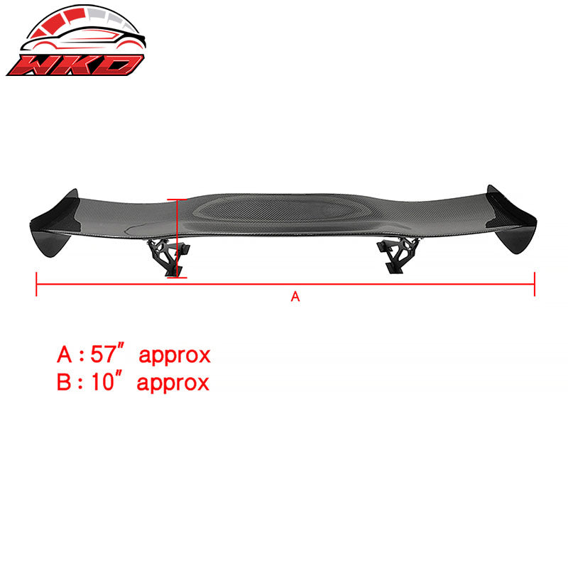 Universal 57" GT Style Racing Tail Rear Trunk Spoiler Wing 3D Carbon Fiber CF