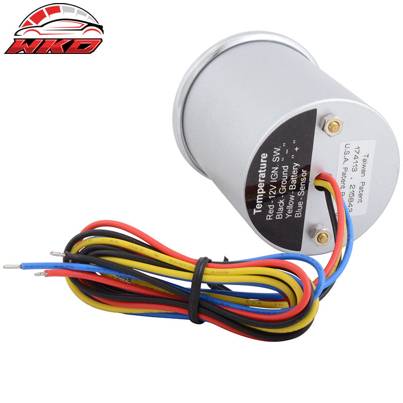 2" 7 Color Water Temp Gauge Silver Digital Temperature Car Universal Auto Meter