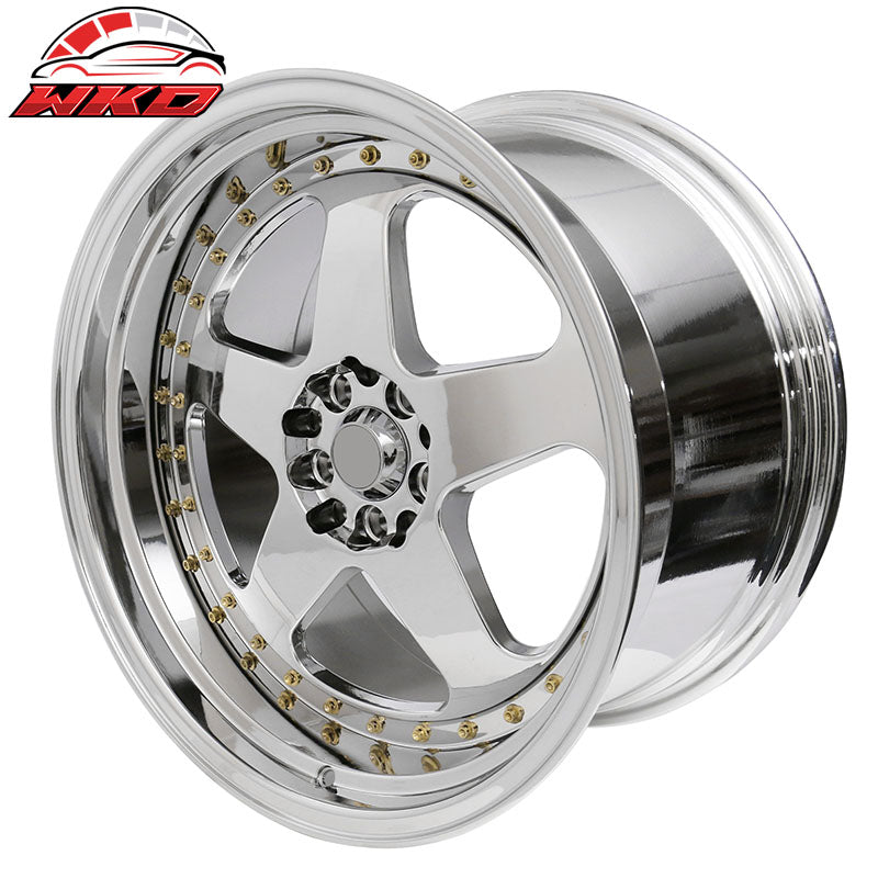 (4) 18X10 +30 5X100 / 5X114.3 Step Lip 5 Spoke Wheels Rim Kit Replacement