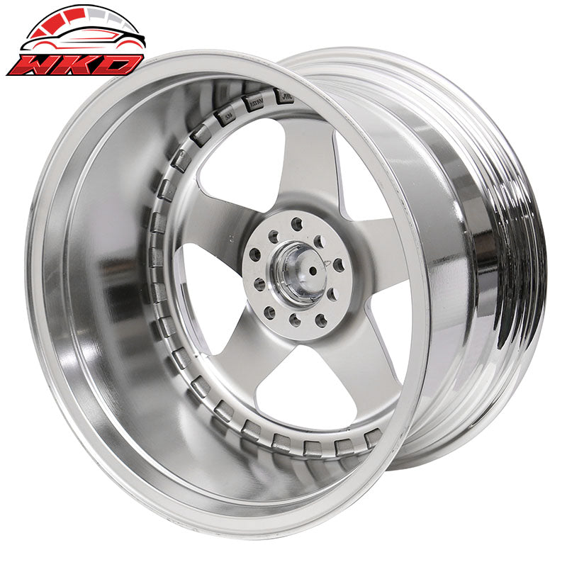 (4) 18X10 +30 5X100 / 5X114.3 Step Lip 5 Spoke Wheels Rim Kit Replacement