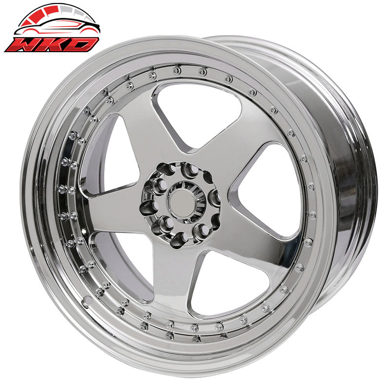 (4) 18X10 +30 5X100 / 5X114.3 Step Lip 5 Spoke Wheels Rims Kit Accessories