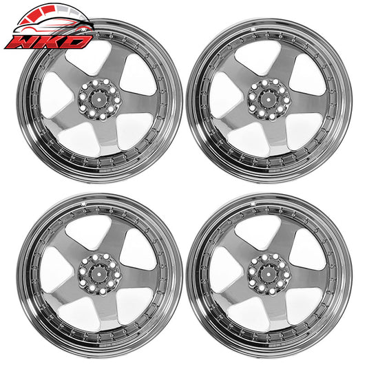 Wholesale (4) 18X9.0 +30 5X100 / 5X114.3 Step Lip 5 Spoke Wheels Rims Kit - Chrome